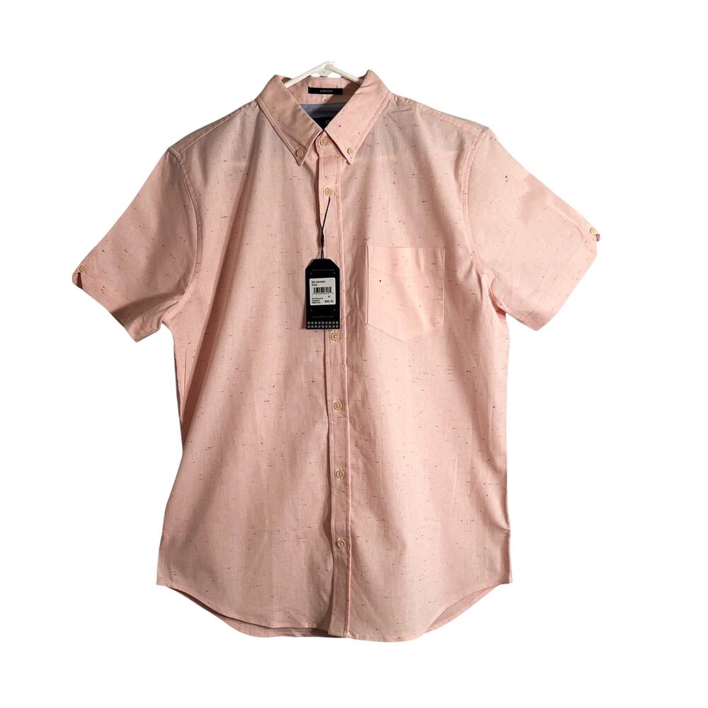 Ben Sherman Shirt Mens Medium Pink Short Sleeve Button Down Pocket Stretch NWT